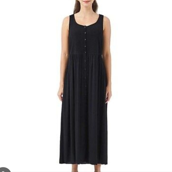 Frye Women's Black Sleeveless Button Front Midi Dress with Pockets Size Large - Picture 1 of 8